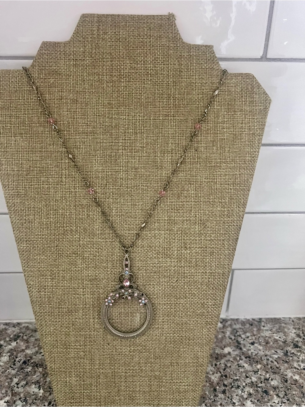 Vintage Magnifying Glass Pendant Necklace